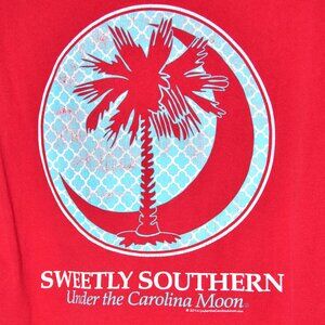 Under the Carolina Moon Sweetly Southern Short Sleeve Red Tee Shirt Size Large